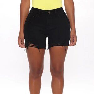 ✨TWO (2) Pairs✨ Fashion Nova - Izzy Mid Rise Denim Shorts - (1) Black (1) White